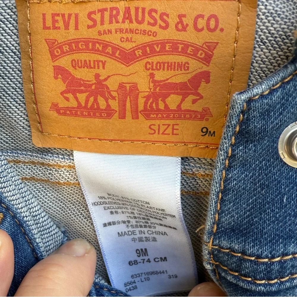 Levi’s Kids Denim Jacket with Gray Hood and‎ Sleeves 9mo